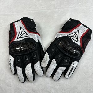 Motowolf 0305 Motorcycle Gloves Mens M Leather Carbon Knuckle Riding Black Red